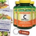 Choice Bundle Spring Valley Ultra Jakost Vitamin C Kapsule Prehranska dopolnila 2000 mg 120 Ct 3 pk (360 skupaj) + Vitamin Guide & Pill Container (5 izdelkov)!