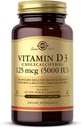 Solgar Vitamin D3 (Cholekalciferol) 125 mcg (5000 i. e.), 240 Rastlinske kapsule - pomaga ohranjati zdrave kosti in zobe - Imunski sistem podpora - Non-GMO, Gluten Free - 240 Total Servings