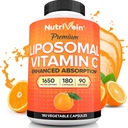 Nutrivein Premium Liposomski Vitamin C Dodatek 1650mg - 180 Kapice: Visokoabsorpcijska visoka doza Vitamin C Kapsule za celotno obrambo in splošno dobro počutje