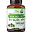 Zazzee USDA Organsko mleko Thistle 50:1 Extract, 80% Silymarin Flavonoidi, 200 Veganske kapsule, 6+ Mesečna dobava, Silybum Marianum, Jetrna podpora in Detox Podpora, Organic All-Fizic, Non-GMO, Made in USA