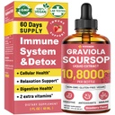 Graviola Soursop Leaf Extract Liquid - Soursop Bitters Liquid, Podpora Imunska, Sprostitev, Jetra in spanje, Sladkor & Alkohol brez, Zelo absorbable Formula, Jagodna aroma, 2 Fl Oz