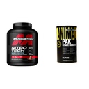 Muscletech Whey Protein Powder Nitro-Tech Whey Protein Isolate & Peptide & Animal Pak - Priročno vse-v-One Vitamin in dopolnilno pakiranje