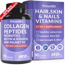 27-v-1 las kože in nohte Vitamini (6810mg) z Biotin 10000mcg - Kolagen dopolnila za moške in ženske - Keratin dopolnila s probiotiki in žago Palmetto, 90ct