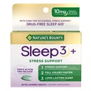 Naravni Bounty Sleep + Stress Support, Sleep3 Največja moč 100% brez drog Pomoč za spanje, Prehranska dopolnila z Ashwagandha, Time Release Technology, 10mg, 28 Tri-Layered tablete