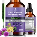 Jetrna čistila Detox in popravila tekoče kapljice - Mlečni osat, Dandelion, Psyllium Husk & Artichoke Dopolnilo za zdravje jeter in prebave - Sugar-free Vegan Extract, 2 Fl Oz (30 strežnice)