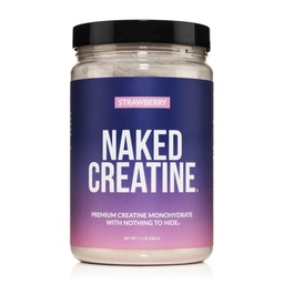 Naked Kreatin - Jagode arome Kreatin monohidrat - prave jagode v prahu, brez dodatkov, mišična rast, vegan, ne-GMO, Gluten prost, soja brezplačno - 45 Servingov