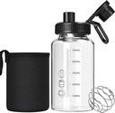 Steklenica za stresalnik, 22oz BPA-brez vonja Shaker Steklenica s 304 Nerjaveče jekleno kroglico in Odstranljivo čistilno ščetko za mešanice beljakovin fitness(1Pack)