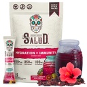 Na zdravje 2-v-1 Hydration Packets + Immunitete Elektroliti v prahu, Hibiscus - Jamajka Agua Fresca Drink Mix, Elderberry, Dairy & Soy Free, Non-GMO, Gluten Free, Vegan, Low Calorie, 1g Sladkor (15 Servings)
