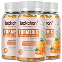 Kurkumin Gummies z ingver & črni poper Zeliščni dodatek-240 Štetje za odrasle in otroke, 2400mg - Tumerični Gummy dopolnila Vegan, Organic, Gelatin-free 3 Pack