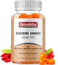 Berberine s Ceylon Cinnamon dopolnilo - Berberine Gumies, Organic Berberine HCL 1200 mg za odrasle, Podpora imunskega sistema, sladkor brez, brez GSO, brez glutena, 60 Gumies