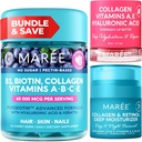 MAREE Bundle - Vitamin B1 Tiamin Gumies, Lip Mask, vlažilni obraz - A, E, D, C Vitamini - Kolagen & Hialuronska kislina, Retinol- kompleks za kožo, nohti, lase - Maska za suhe ustnice - proti staranju krema