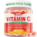 Organski vitamin C Gumies 120mg za odrasle, brez sladkorja, dnevno imunske zaščite, surovi antioksidant, 100% polno živil žvečljivi vitamin C dodatek iz 1200mg jagode in sadje za kolagen, Vegan, 60 Counts