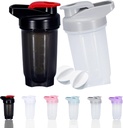 Shaker Steklenička Protein Shakes Cup in 10-ounce/300ML ShakerBottle z whisk kroglice, Beljakovinski ShakerBottles Set,Non-BPA plastika (črna + Grey(2PCS))