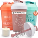 GOMOYO [3-Pack] 20-Ounce Shaker steklenica z Act-Rod mešalnik 
