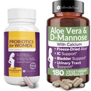 Probiotiki za ženske z Aloe Vera, in D-manoza za popolno Wellness, ki podpira: UTI; BV; YI, in Vaginal Health in je Non-GMO - Vegan z 240 Veg tablete