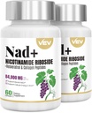 VEV NAD+ Dodatek – liposomski NAD dodatek za ženske in moške, Resveratrol za celično energijo in zdravo staranje, 2 steklenici – 120 kapsul