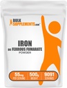 BulkSupplements.com Ferrous Fumarate Powder - Essential Mineral, železov dodatek za moške in ženske - Gluten Free, 55mg na serviranje, 500g (1,1 lbs) (Pack of 1)