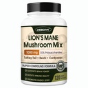 ZEBORA Lions Mane Dodatne kapsule - Gobe dopolnilo z Lions Mane, Cordyceps, Reishi, Turčija Tail, Shiitake - Levja griva za spomin, Fokus in Imunska podpora - 119 Veganske kapsule
