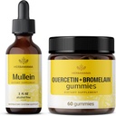 HERBAMA Mullein Leaf Extract in Quercetin Gummies Kit - paket Mullein Leaf kapljice 2 fl oz in 800 mg Quercetin z Bromelain Gummies - Vegan, Non-GMO, Alkohol brez - 2 Pack