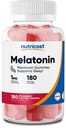 Nutricost Melatonin 1mg, 180 Gummies, jagode arome - Gluten brezplačno, Non-GMO, No Corn Syrup