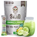 Nazdravimo 2-v-1 Energijski napitek v prahu + Fokus, Kumarovo apno, Organski kofein, B6 + B12, Teanin, Pakiranje čistega energijskega napitka, Agua Fresca Mix, Non-GMO, Gluten Free, Vegan, 1g sladkorja, (15 Strežnikov)