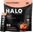 Halo Hidracija Elektrolitni paketi v prahu – Breskvica - 24 Serving (5g vsak) - Organski hidracijski napitek z nizko vsebnostjo sladkorja + esencialni vitamini + minerali - Vegan