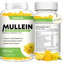Mullein Gumies for Clear Lungs, 10 v 1 Mullein Leaf Extract for Lungs, Mullein Quercetin Gumies for Lung Cleanse, Respiration, Imune, Ananasle Flavor, 120 Count