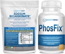 Organski natrijev bikarbonat Alkalna dopolnila: 1LB prašek za alkaliniteto, podpora ledvicam in kislini + PhosFix 120 tablete fosforjev binder za zdrave ravni fosforja in zdravje ledvic