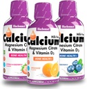 Bluebonnet Tekoči kalcijev citrat Magnezijev citrat, vitamin D3-Sklop pomaranče, borovnice in jagode aroma, 3 Steklenica 16 Fl Oz vsak (48 Fl Oz skupaj)