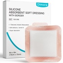 Dimora Silikone Super Absorbent Rane obleke - Nežen adhezivni pasovi z Ultrasorb polimer,Heavy Exudate Rane Care Pads 6"X 6" 10 paketov